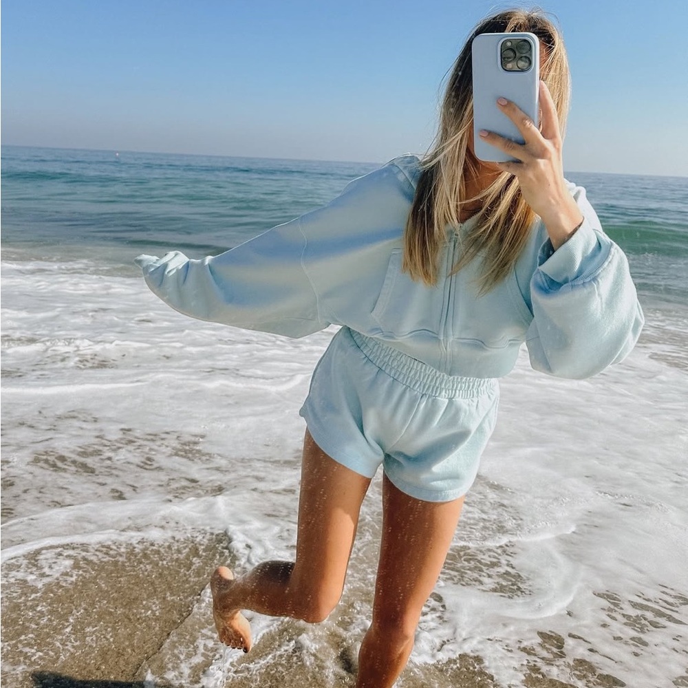 Light Blue Hoodie and Shorts Set